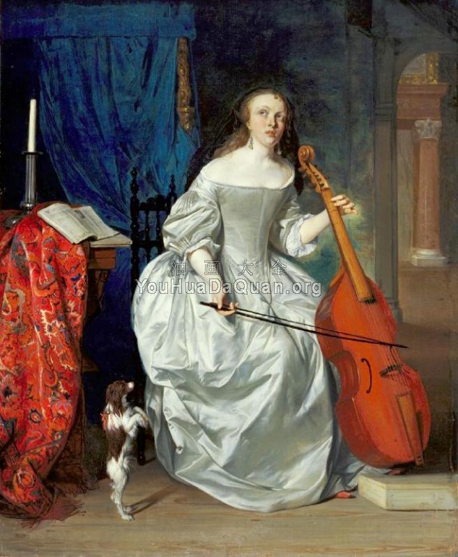 Woman Playing the Viola da Gamba - 加布里埃尔·梅特苏